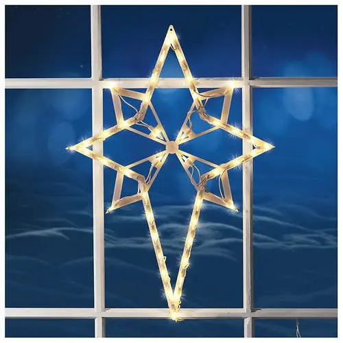 Lighted Star Of Bethlehem Window Silhouette 1