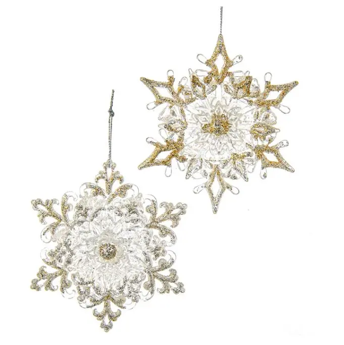 4.5" Silver Glitter Plastic Snowflake Ornament 1