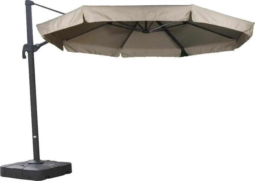 11' Octagon Offset Brown Frame Beige Canopy Patio Umbrella 1