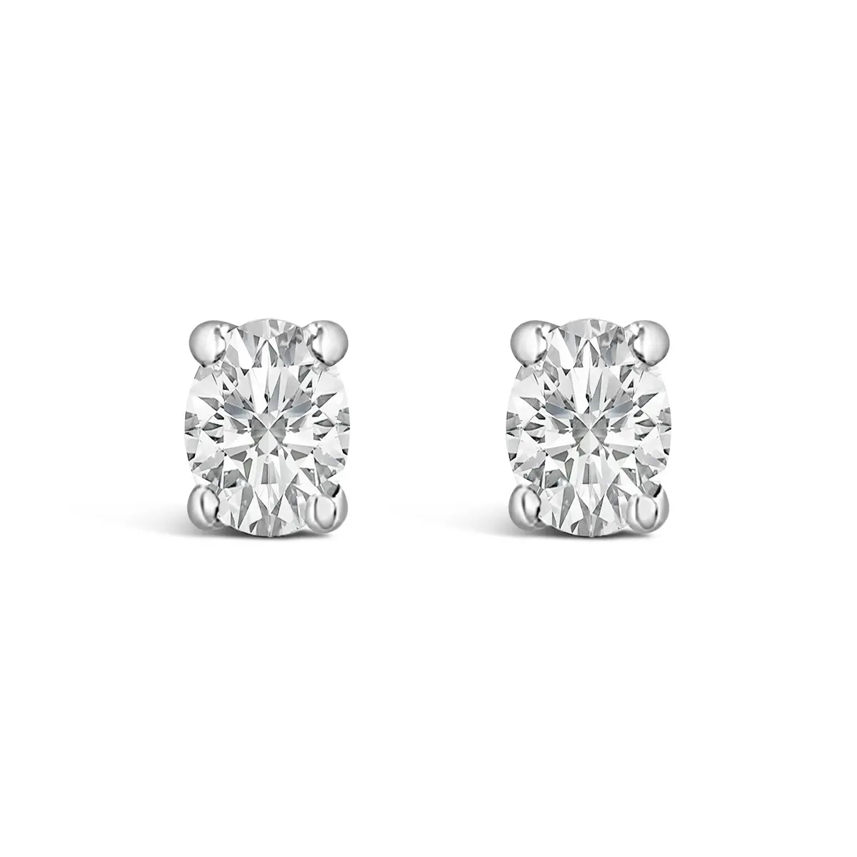 14K White Gold 1/4 Ctw Oval Lab-Grown Diamond Solitaire Stud Earrings 1