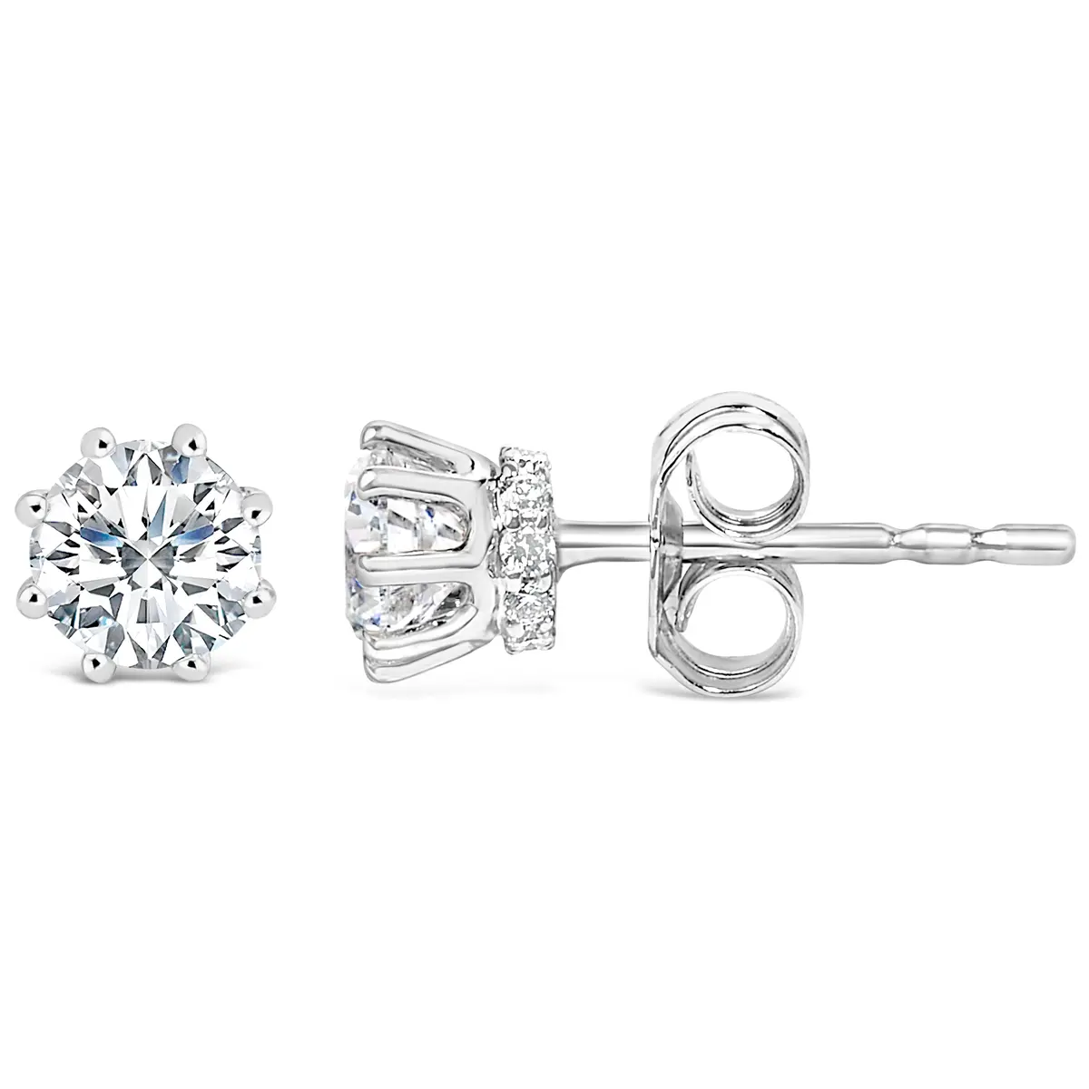 14K White Gold 1.0 Cttw Lab-Grown Diamond 8 Prong Hidden Halo Stud Earrings (F-G Color, Vs1-Vs2 Clarity) 1