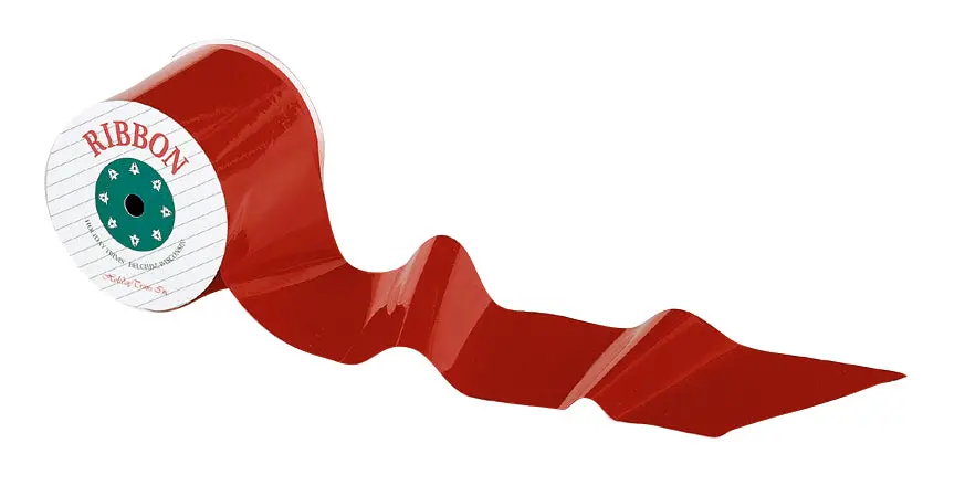 3.5" X 75' Red Plastic Christmas Ribbon 1