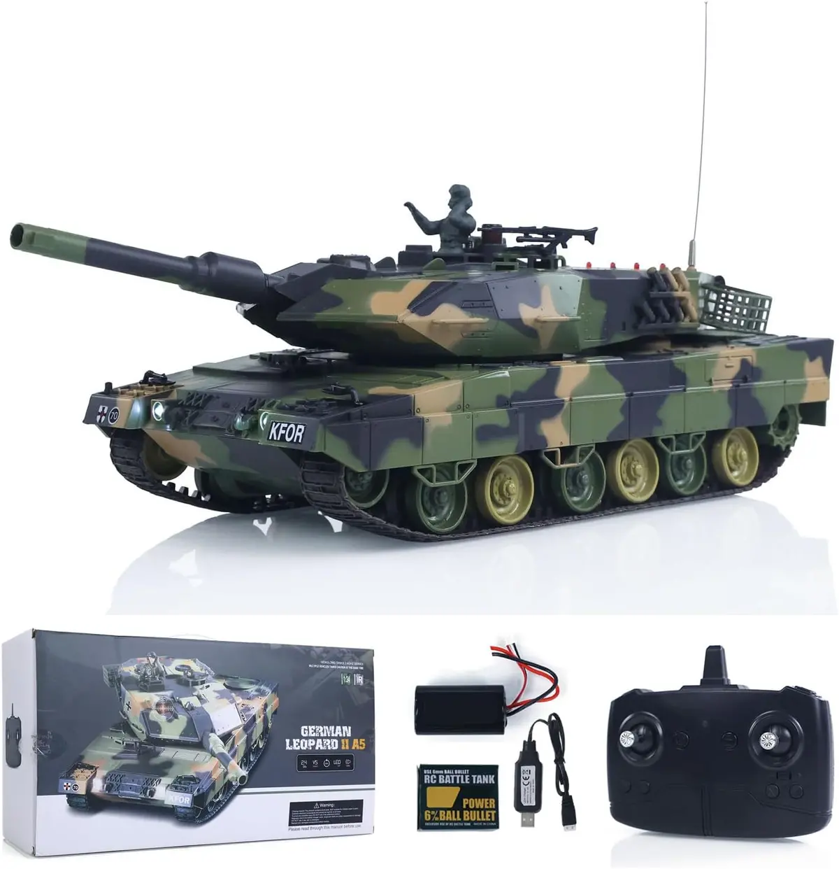 Heng Long® 1/24 Rc Battle Tank Leopard 2 A5 – Professional Edition – Bb Shooting, Infrared Battle, Spray Smoke & Real Sound Effects 1
