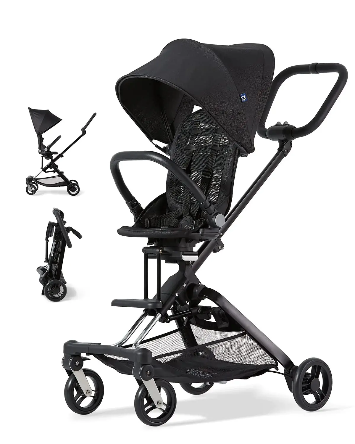 Unilove On The Go 2-In-1 Lightweight Stroller, Bubble Black 1