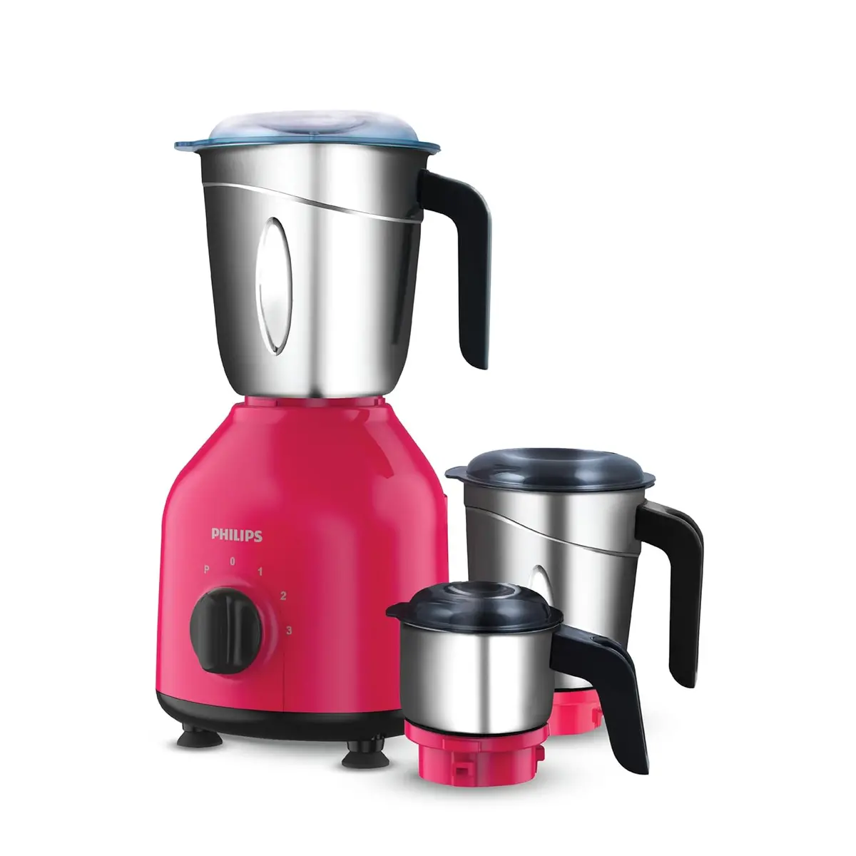 Refurbished Philips Daily Collection 750 W Mixer Grinder (3 Jars, Strawberry, Black) - Hl7756/03 - Liquidation 1