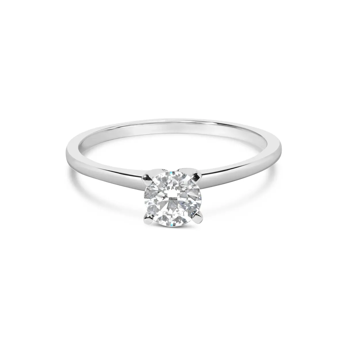 14K White Gold 1/2 Cttw Round Lab Grown Diamond 4 Prong Solitaire Engagement Ring (F-G Color, Vs2-Si1 Clarity) - Size 7 1