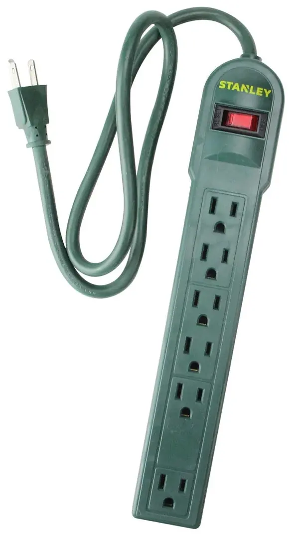 Stanley Powermax 5 + 1 Green Safety Power Strip 1