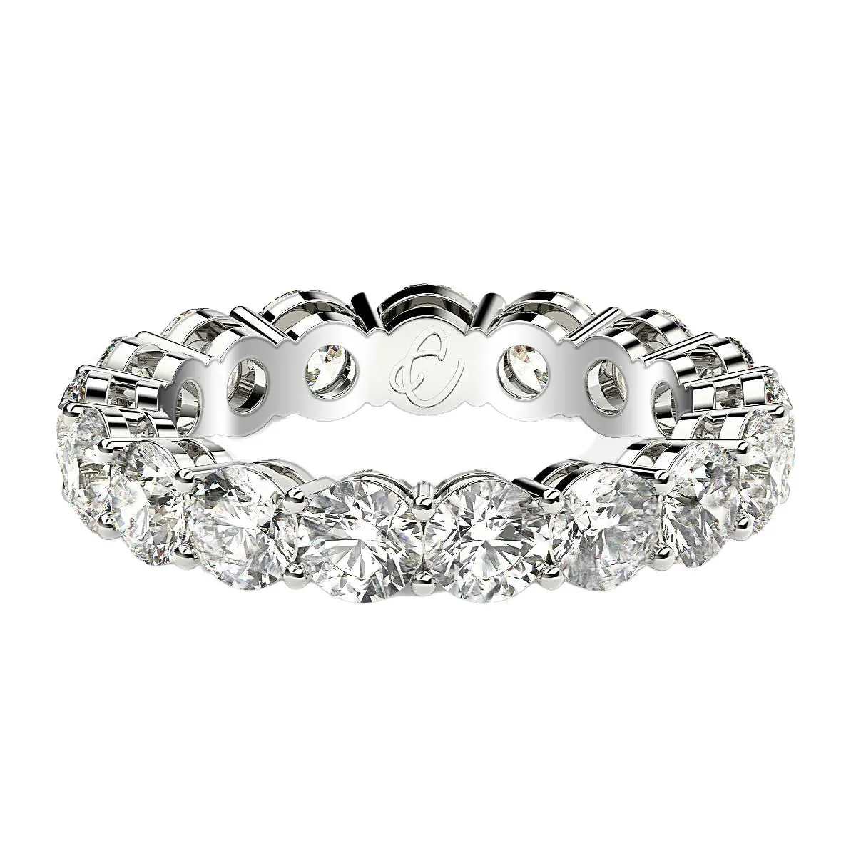 Round Cut Lab Grown Diamond Eternity Ring In 14K White Gold (3 Cttw Fg/Vs2) 2