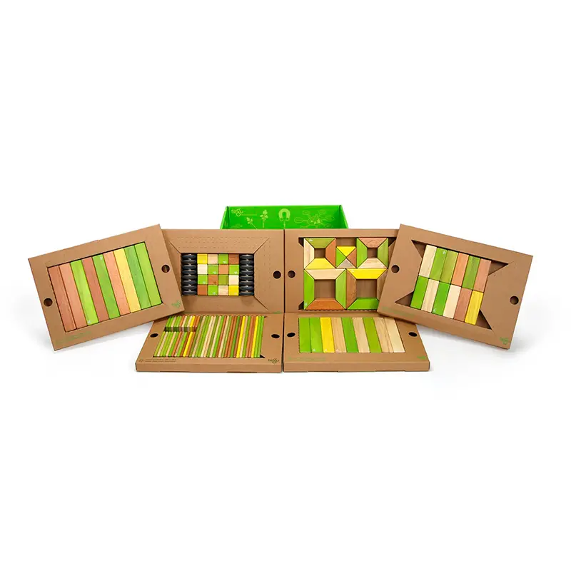 Tegu 130-Piece Classroom Kit Magnetic Wooden Blocks Bulk Pack 4