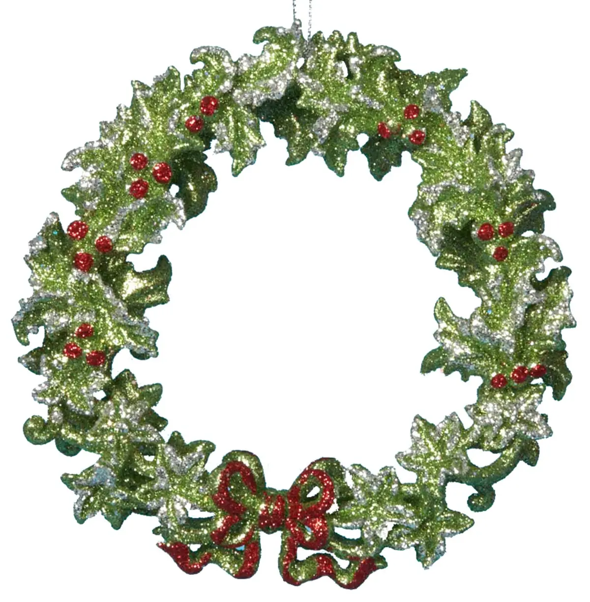 5" Acrylic Green Glitter Wreath Ornament 1