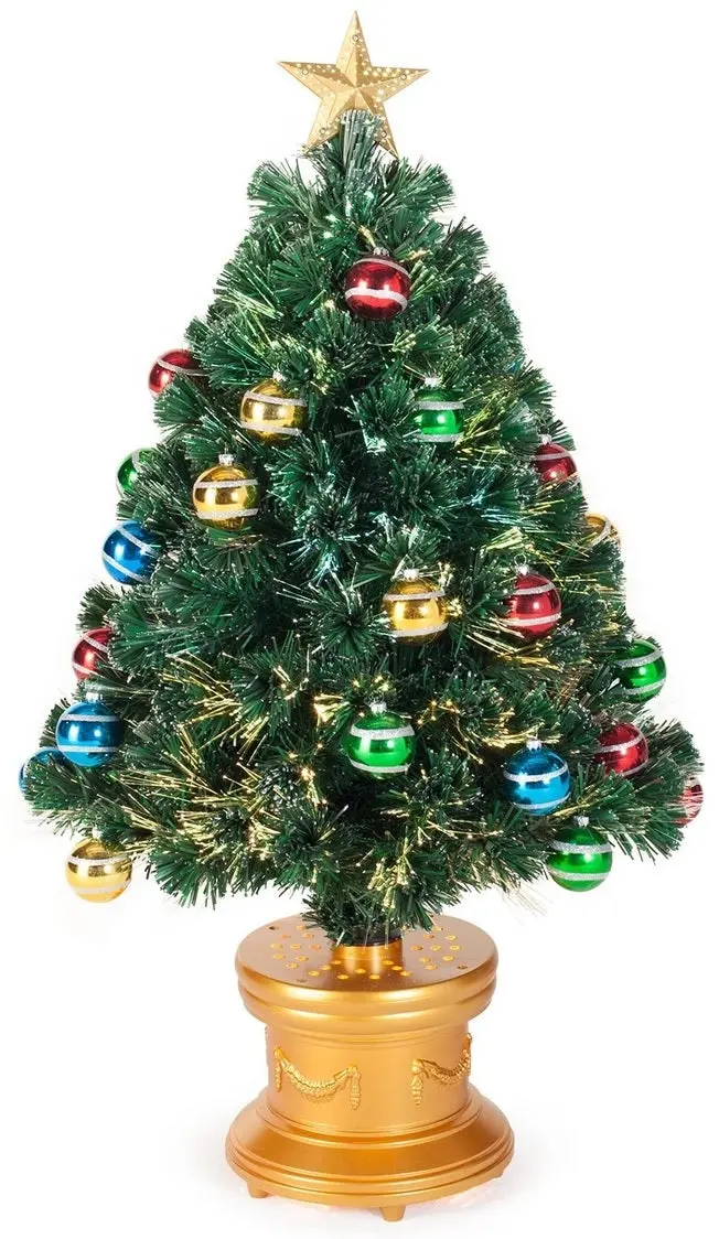 3' Fiber Optic Fireworks Artificial Christmas Tree With Glittered Ball Ornaments 1