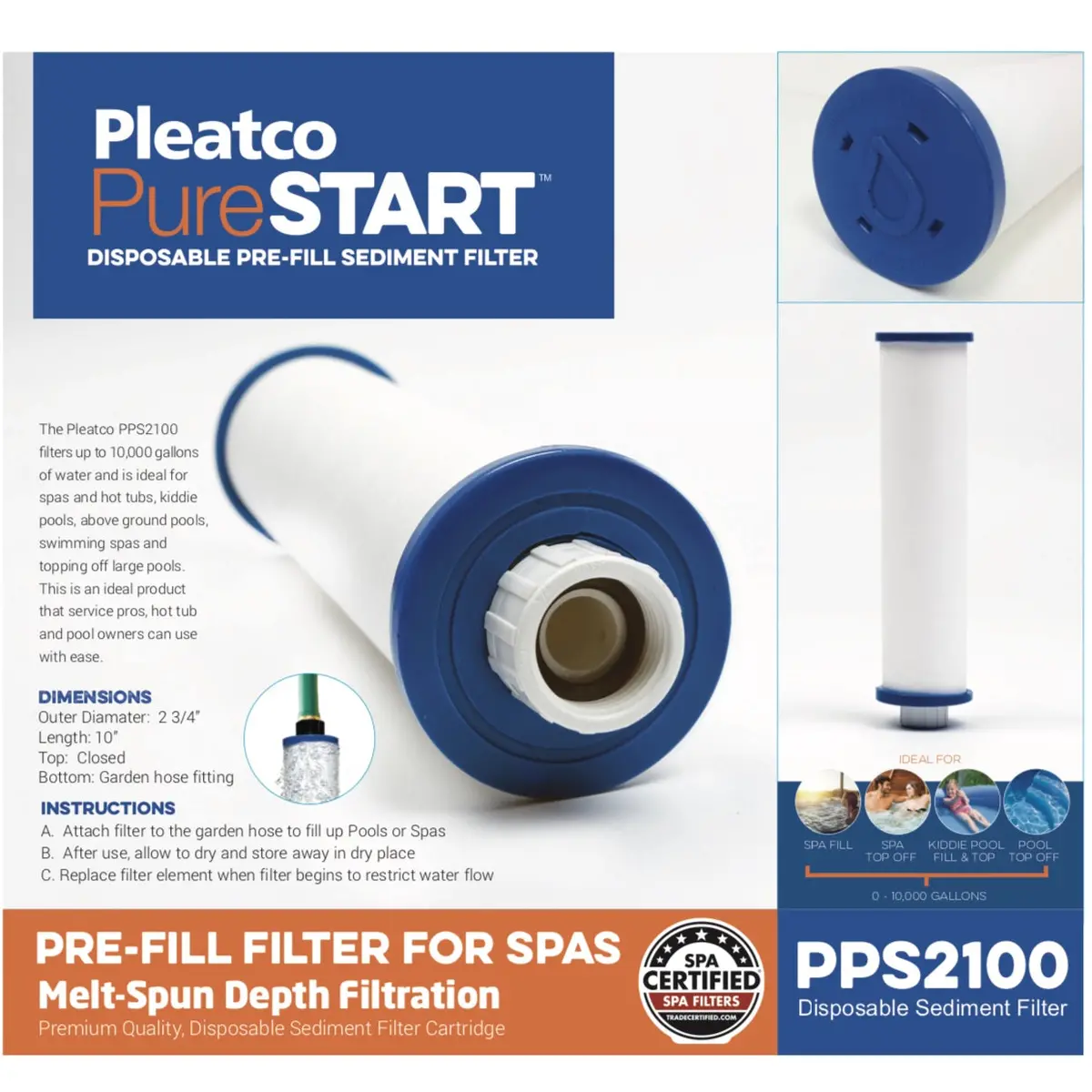 Standard Hose Pre-Fill Spa Water Filter 1