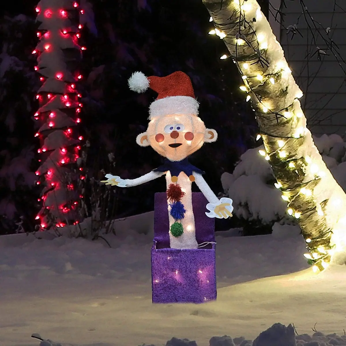 24" Pre-Lit 3D Misfit Charlie In The Box Christmas Yard Decoration 1