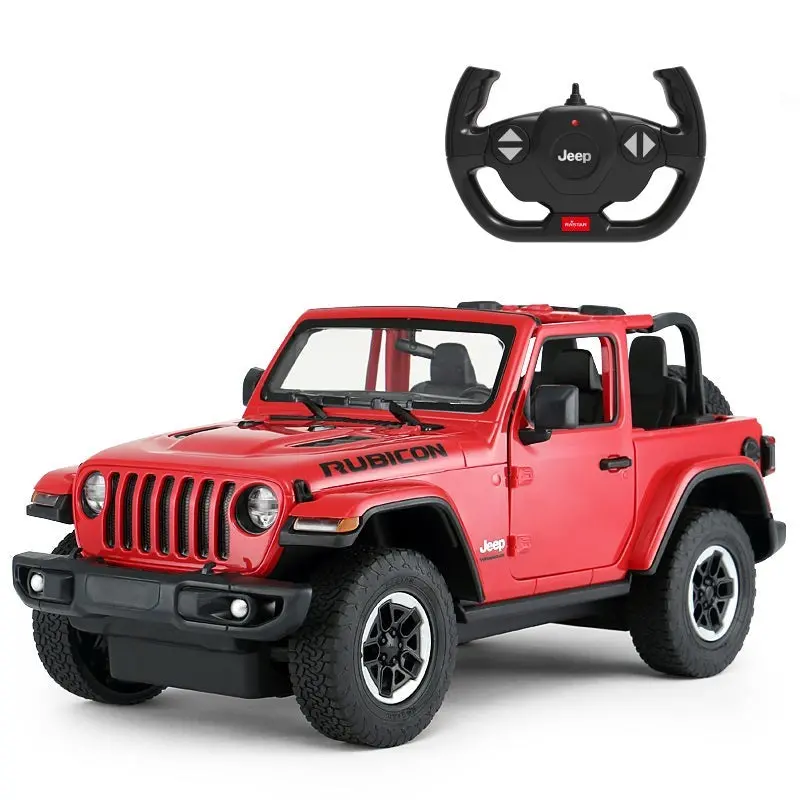 Jeep Wrangler Off-Road Rc Car 1/14 Scale Licensed Remote Control Toy Car With Open Doors And Working Lights By Rastar 1