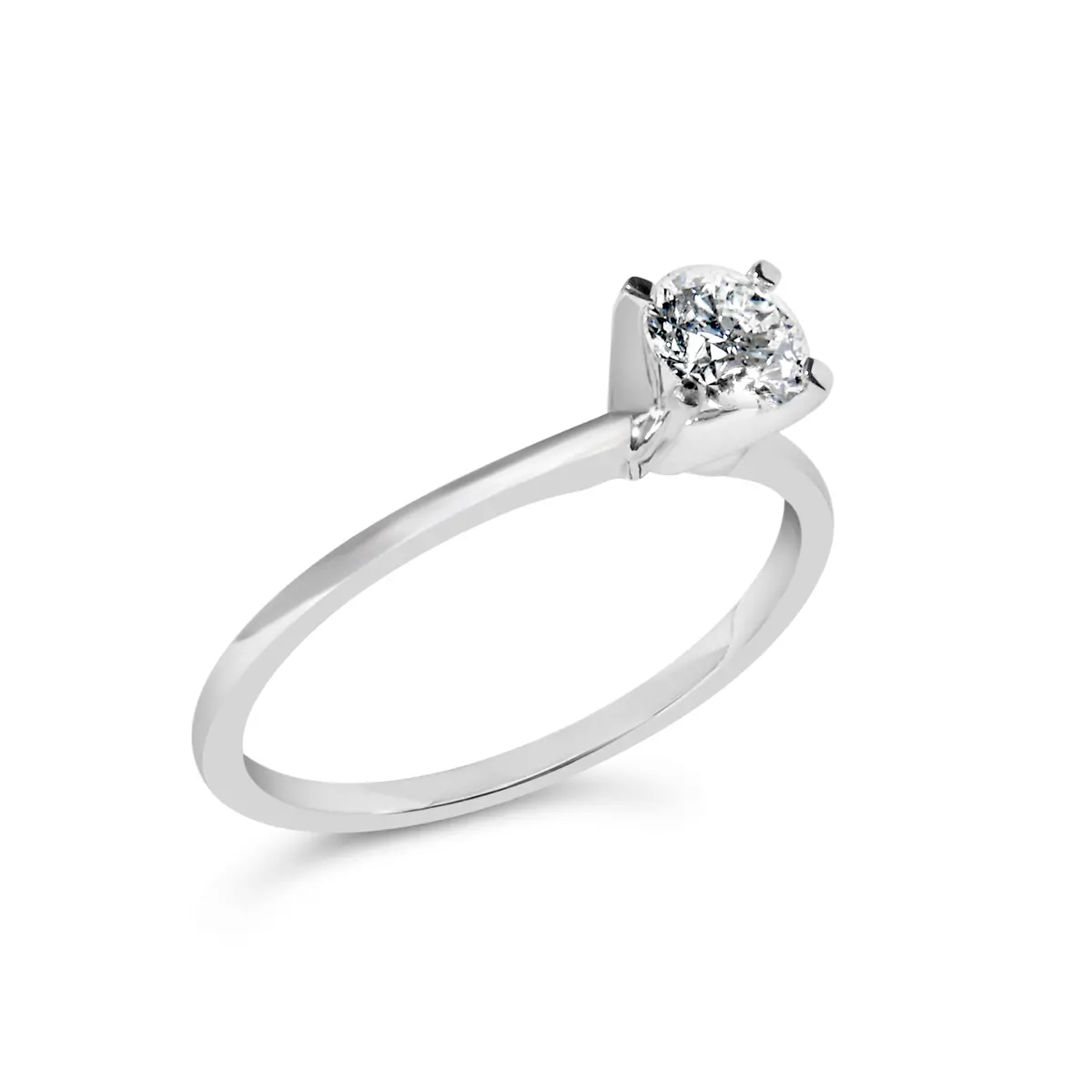 14K White Gold 1/2 Cttw Round Lab Grown Diamond 4 Prong Solitaire Engagement Ring (F-G Color, Vs2-Si1 Clarity) - Size 7 3