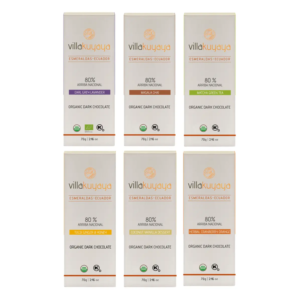 Villakuyaya Classic Tea Inclusion Collection, 80% Dark Chocolate, Pack Of 12 1