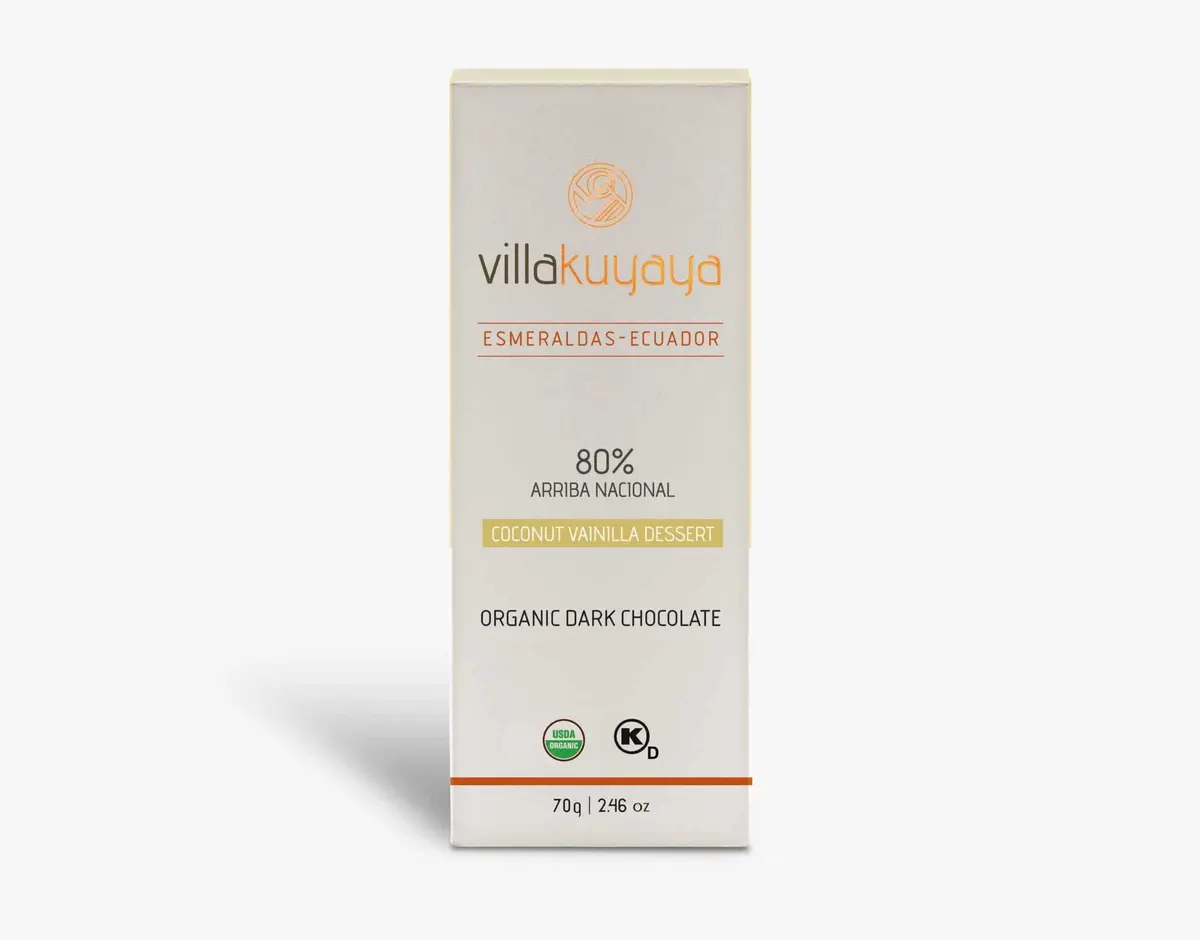 Villakuyaya Organic Dark Chocolate Coconut Vanilla 80% (10 Pack) 1
