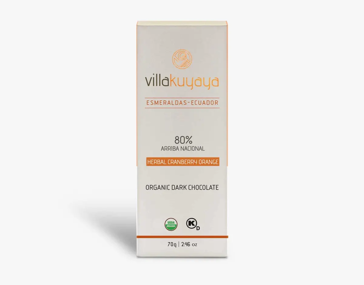 Villakuyaya Organic Dark Chocolate Herbal Cranberry Orange 80% (10 Pack) 1
