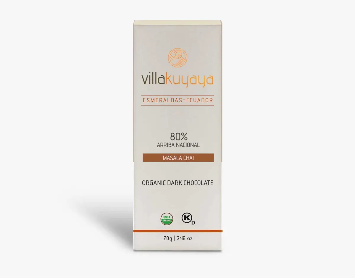 Villakuyaya Organic Dark Chocolate Masala Chai 80% (10 Pack) 1