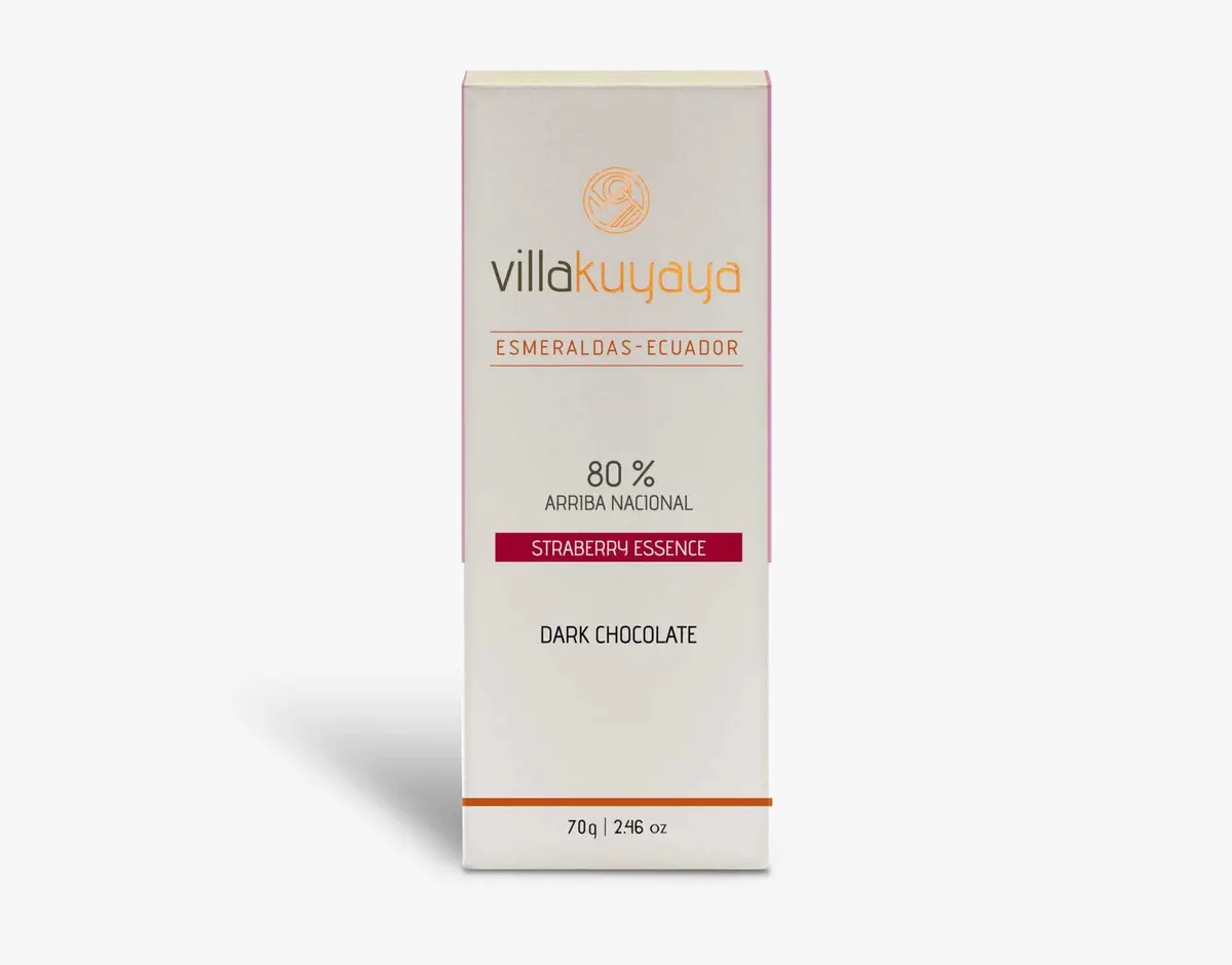 Villakuyaya Organic Dark Chocolate Strawberry Essence 80% (10 Pack) 1