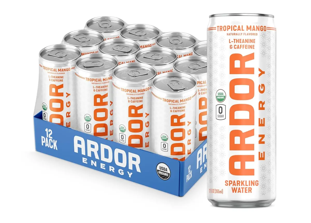 Ardor Organic Sparkling Water - Mango, 12 Fl Oz (12 Pack) - Hydrate + Focus 1