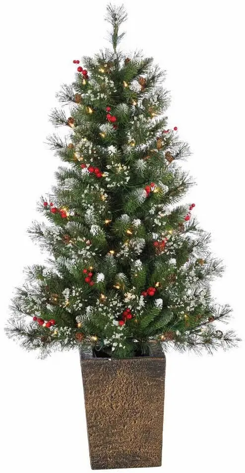 4' Windsor Glazier Pine Pre-Lit Potted Artificial Christmas Tree 1