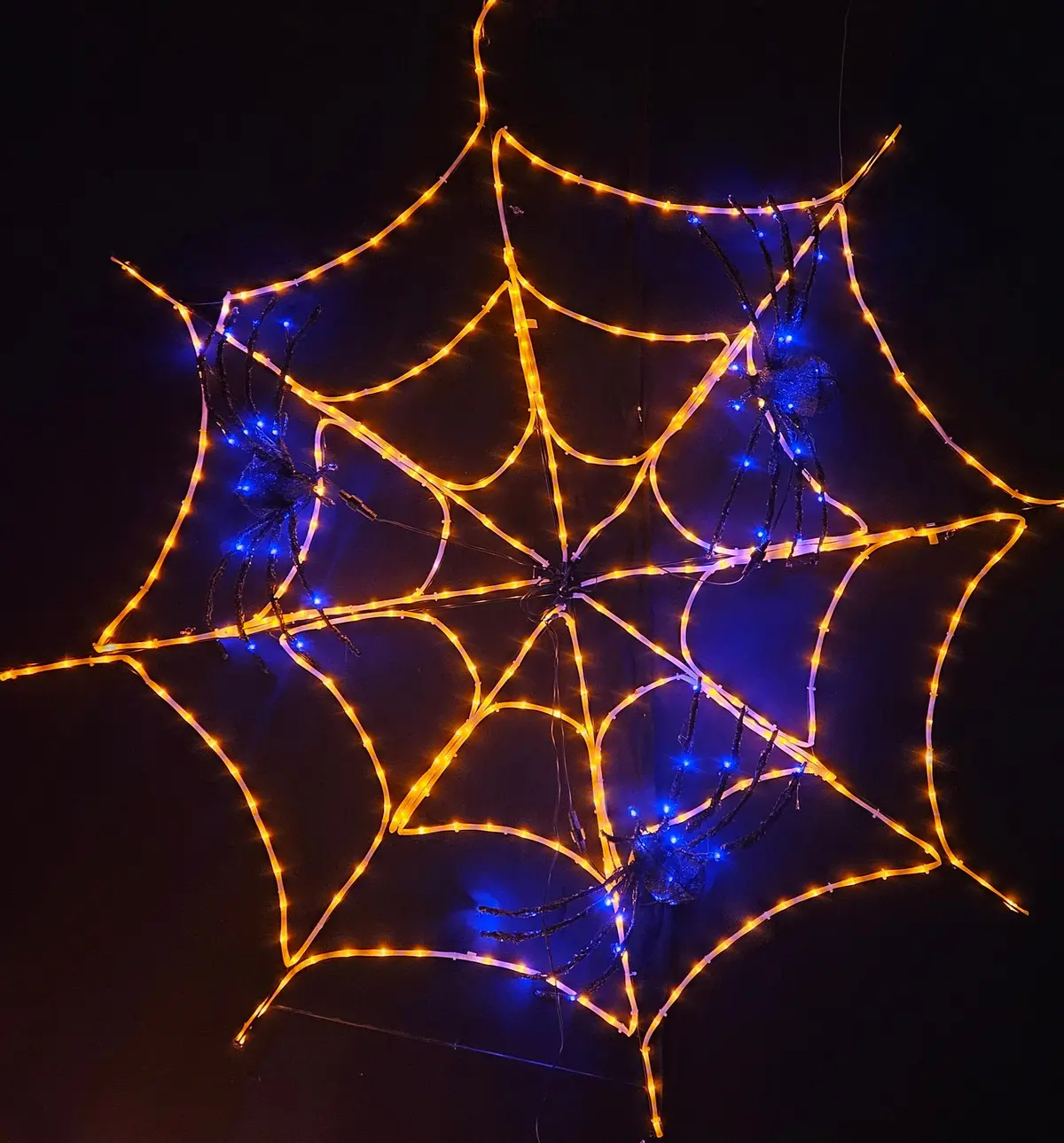 5' Pre-Lit Spider Web Decoration With Spiders 1