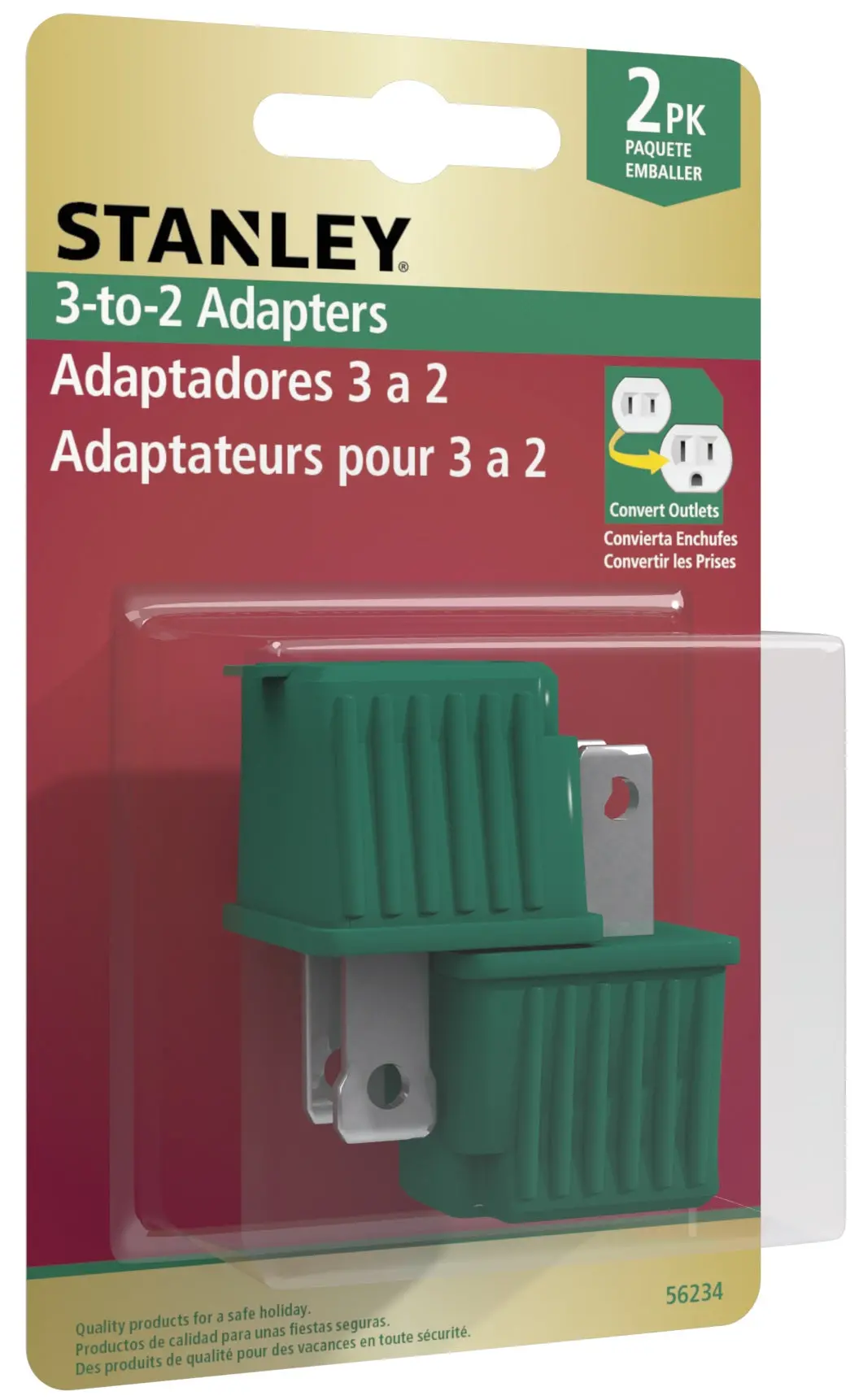Stanley 3-Wire To 2-Wire Adapter Plugs (2 Pack) 1