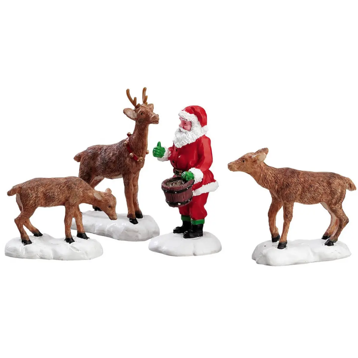 Lemax General Collectible Figurines: Santa Feeds Reindeer, Set Of 4 #52146 1
