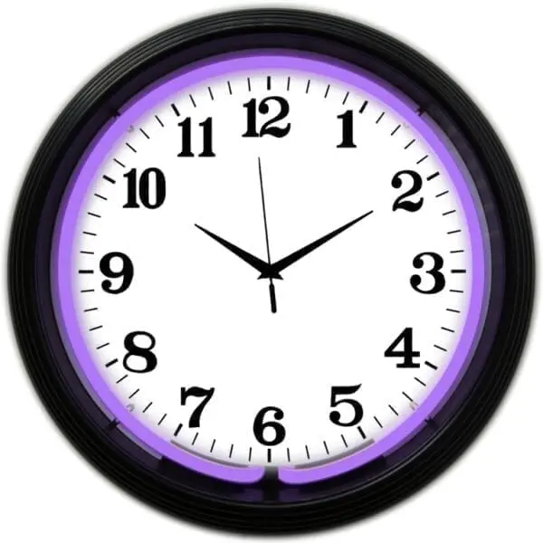 Neonetics Alphanumeric Black Rim Purple Neon Clock 1