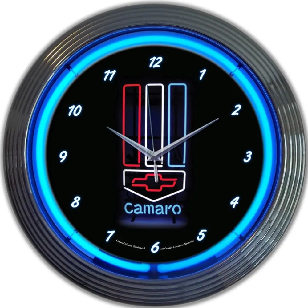 Neonetics Gm Camaro Red, White & Blue Neon Clock 1