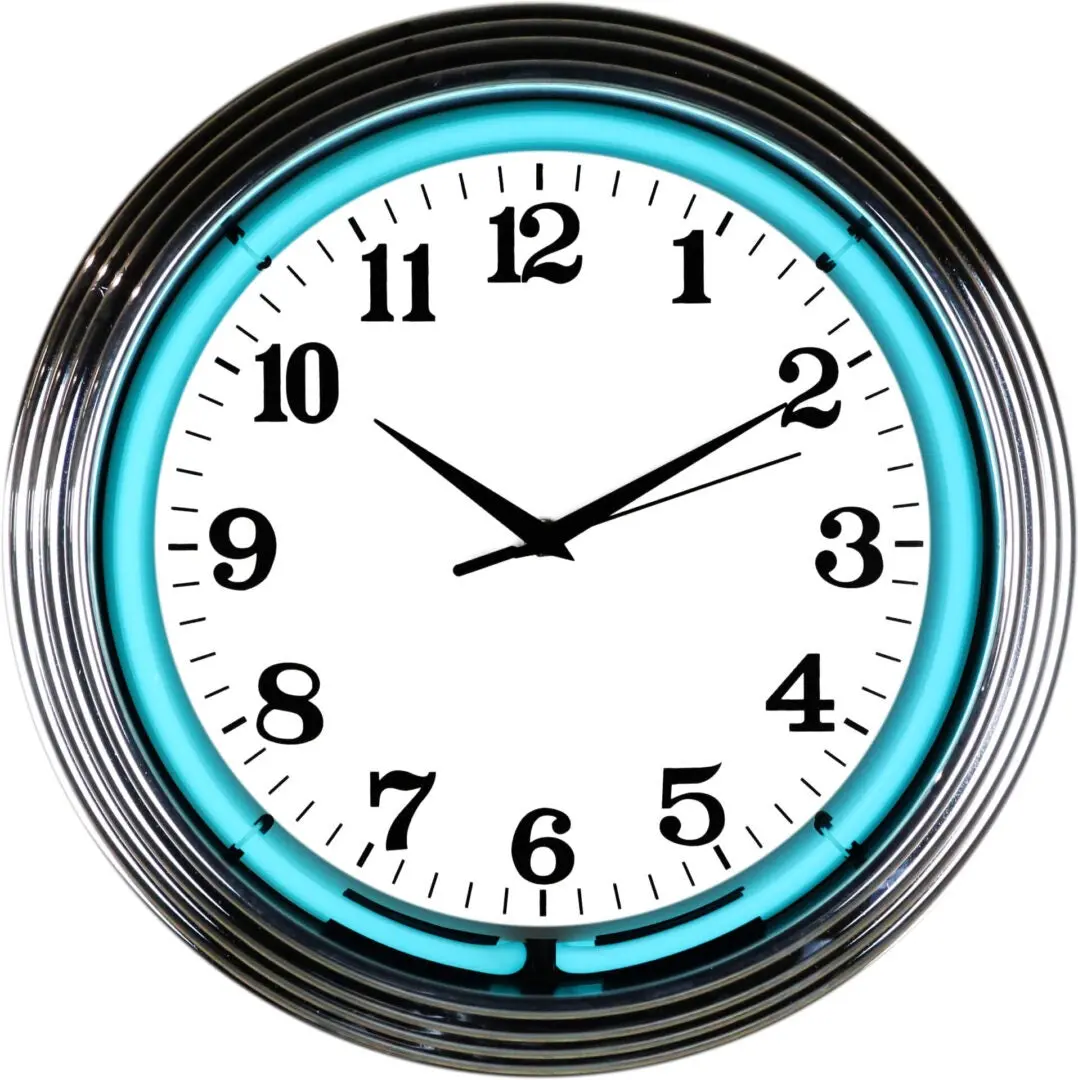 Neonetics Teal Water Blue Neon Clock 1