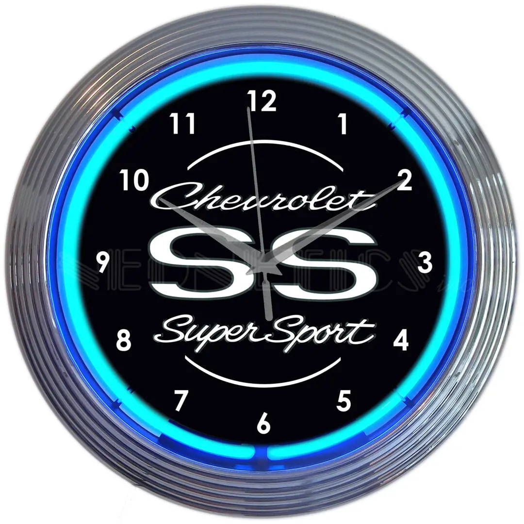 Neonetics Gm Chevrolet Super Sport Blue Neon Clock 1