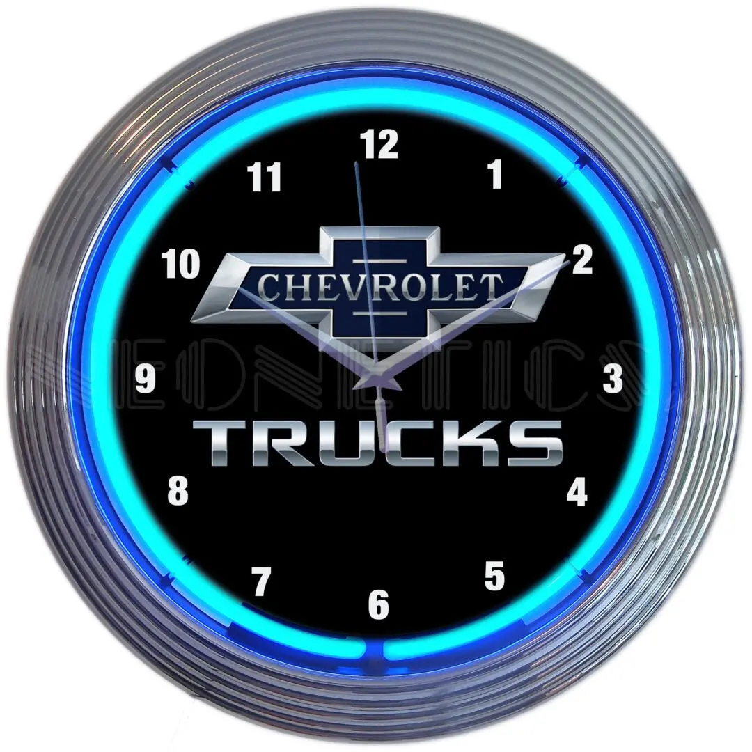 Neonetics Gm Chevy Trucks 100Th Anniversary Blue Neon Clock 1