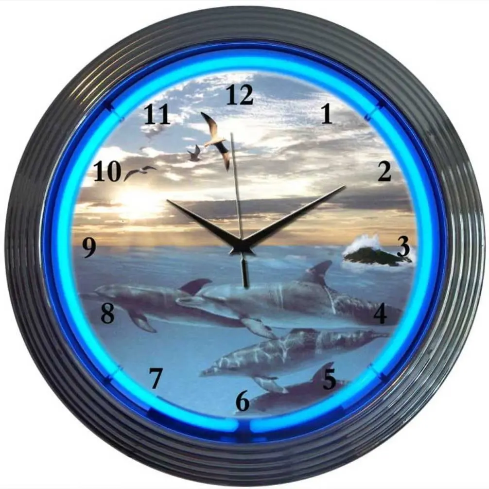 Neonetics Dolphins At Sea Neon Clock 1