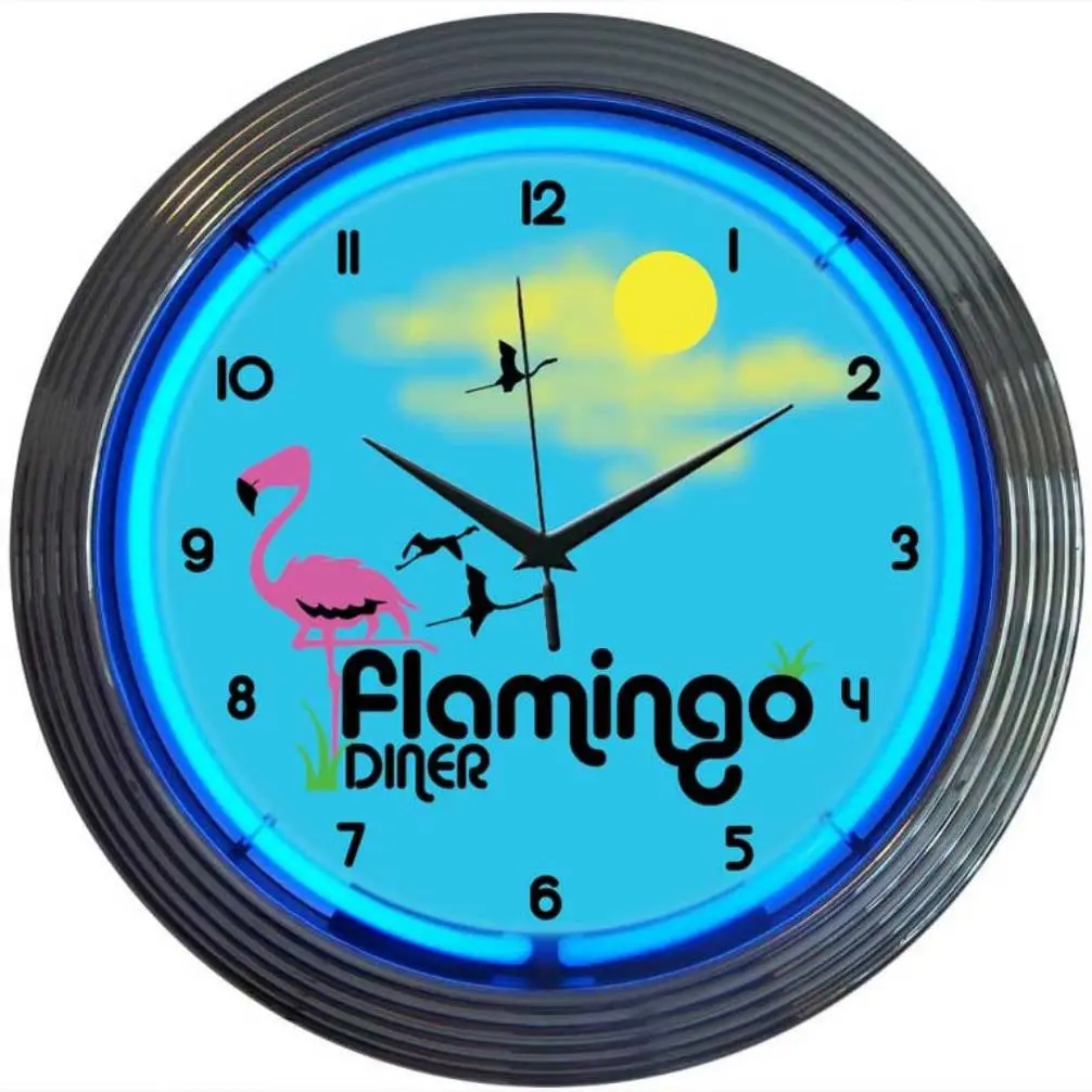 Neonetics Flamingo Diner Neon Clock 1