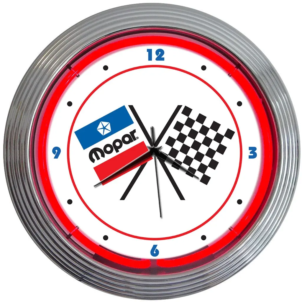 Neonetics Mopar Checkered Flag Neon Clock 1