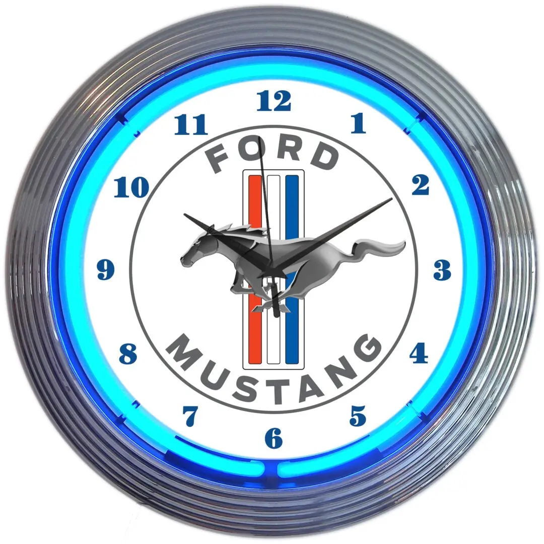 Neonetics Ford Mustang Blue Neon Clock 1