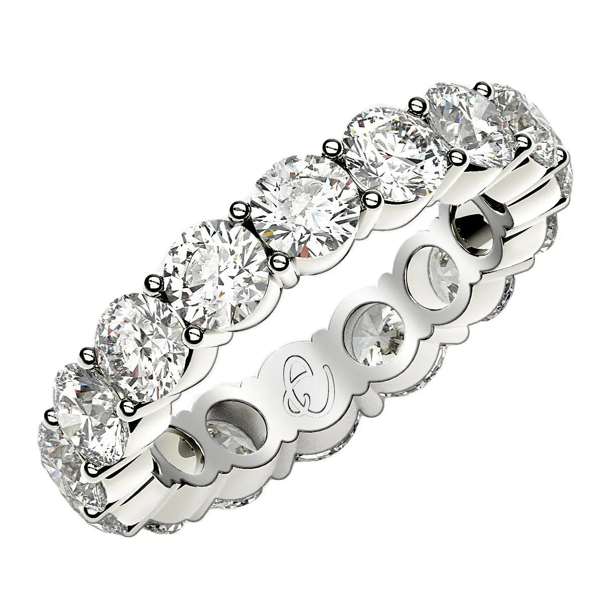 Round Cut Lab Grown Diamond Eternity Ring In 14K White Gold (4 Cttw Fg/Vs2) 1