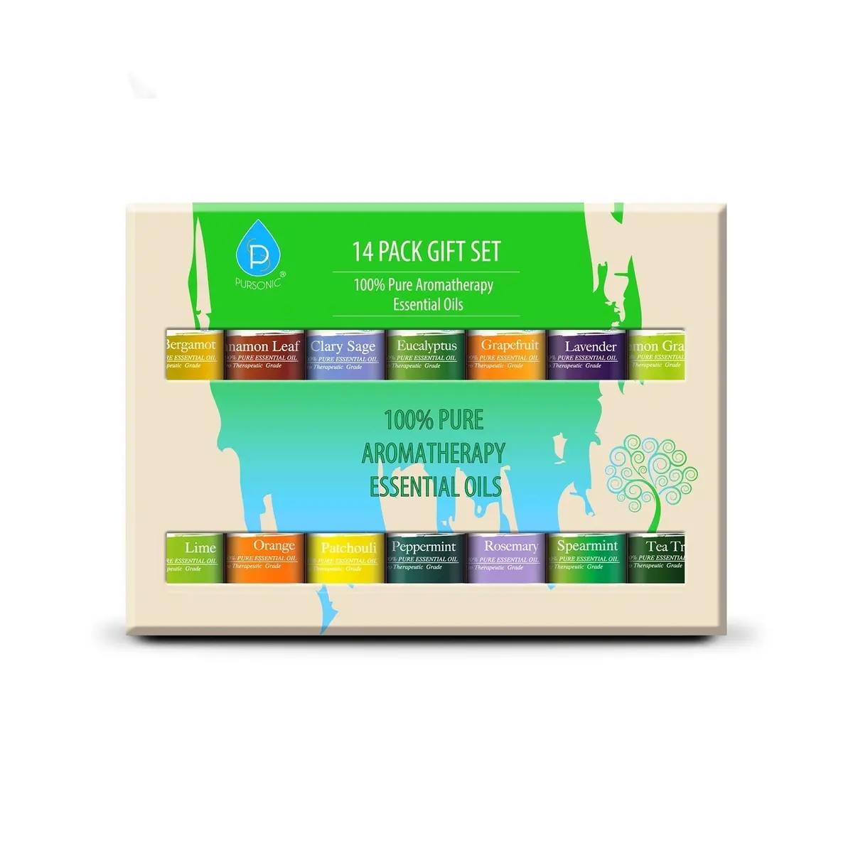 Pursonic 14 Pack Of 100% Pure Essential Aromatherapy Oils 1