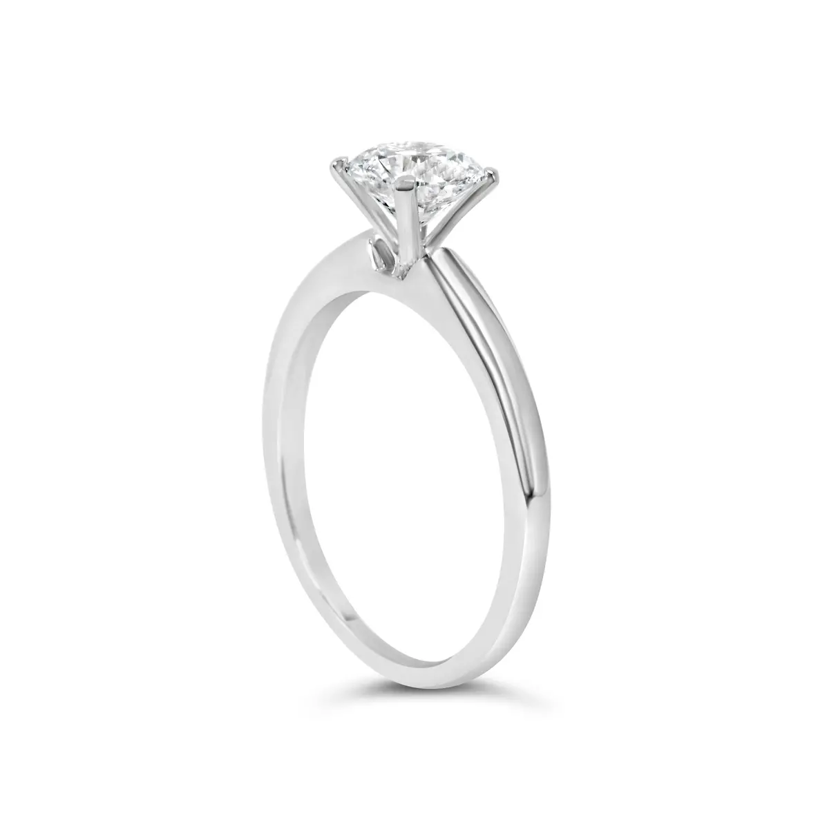 14K White Gold 1.0 Cttw Round Lab Grown Diamond 4 Prong Solitaire Engagement Ring (F-G Color, Vs2-Si1 Clarity) - Ring Size 7 4