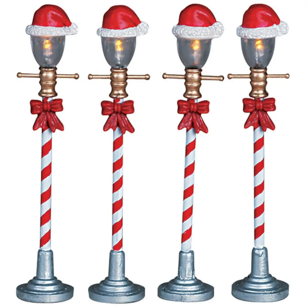 Lemax Santa's Wonderland Accessory: Santa Hat Street Lamps, Set Of 4 #64472 1
