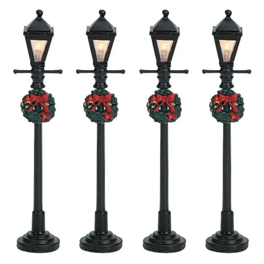 Lemax Caddington Village Accessories: Gas Lantern Street Lamps #64498 #64500 2