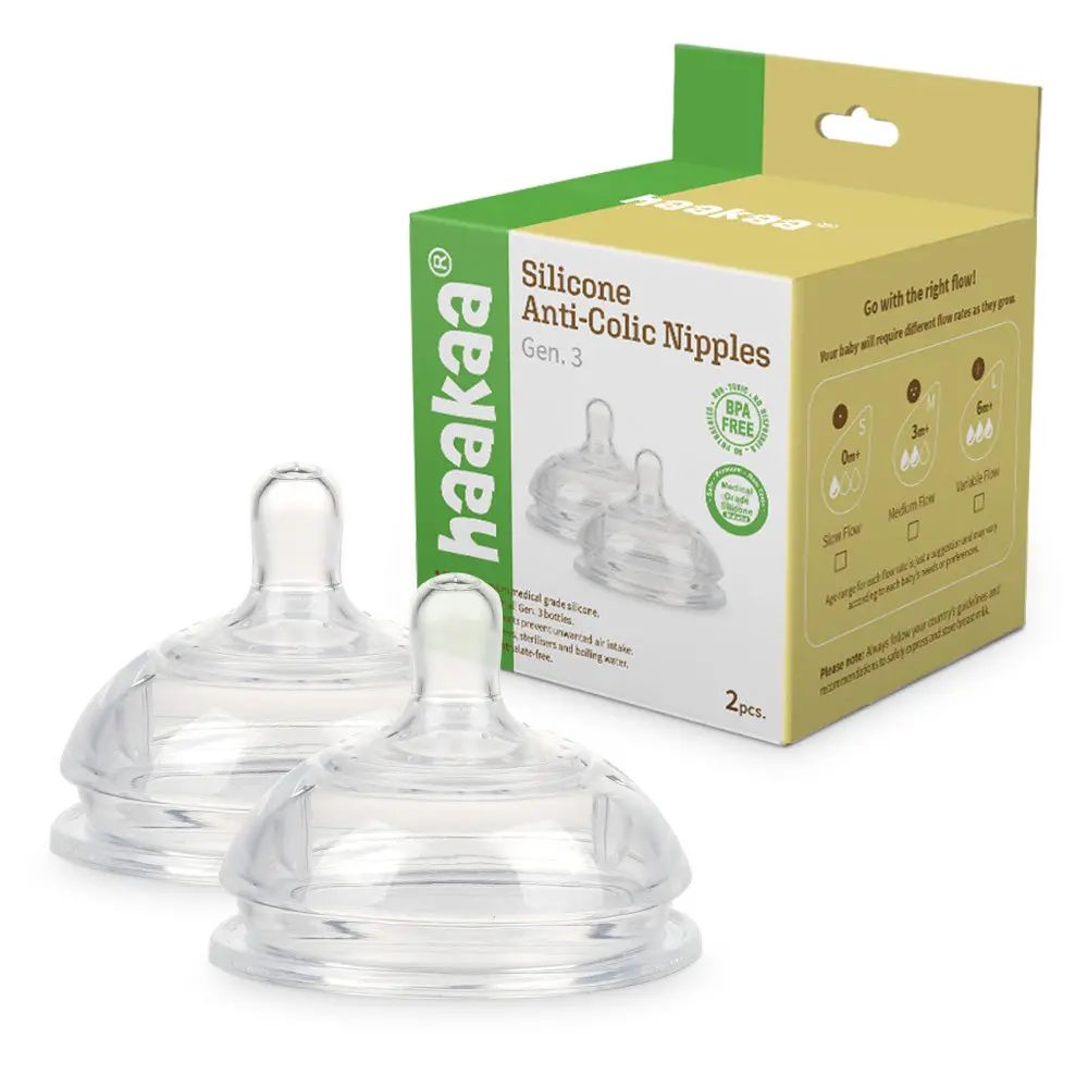 Haakaa Gen 3 Silicone Bottle Anti-Colic Nipple 2 Pk 1