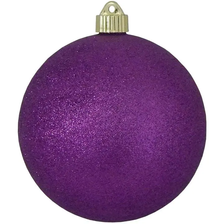 6" Shatterproof Purple Glitter Ball Ornament 1