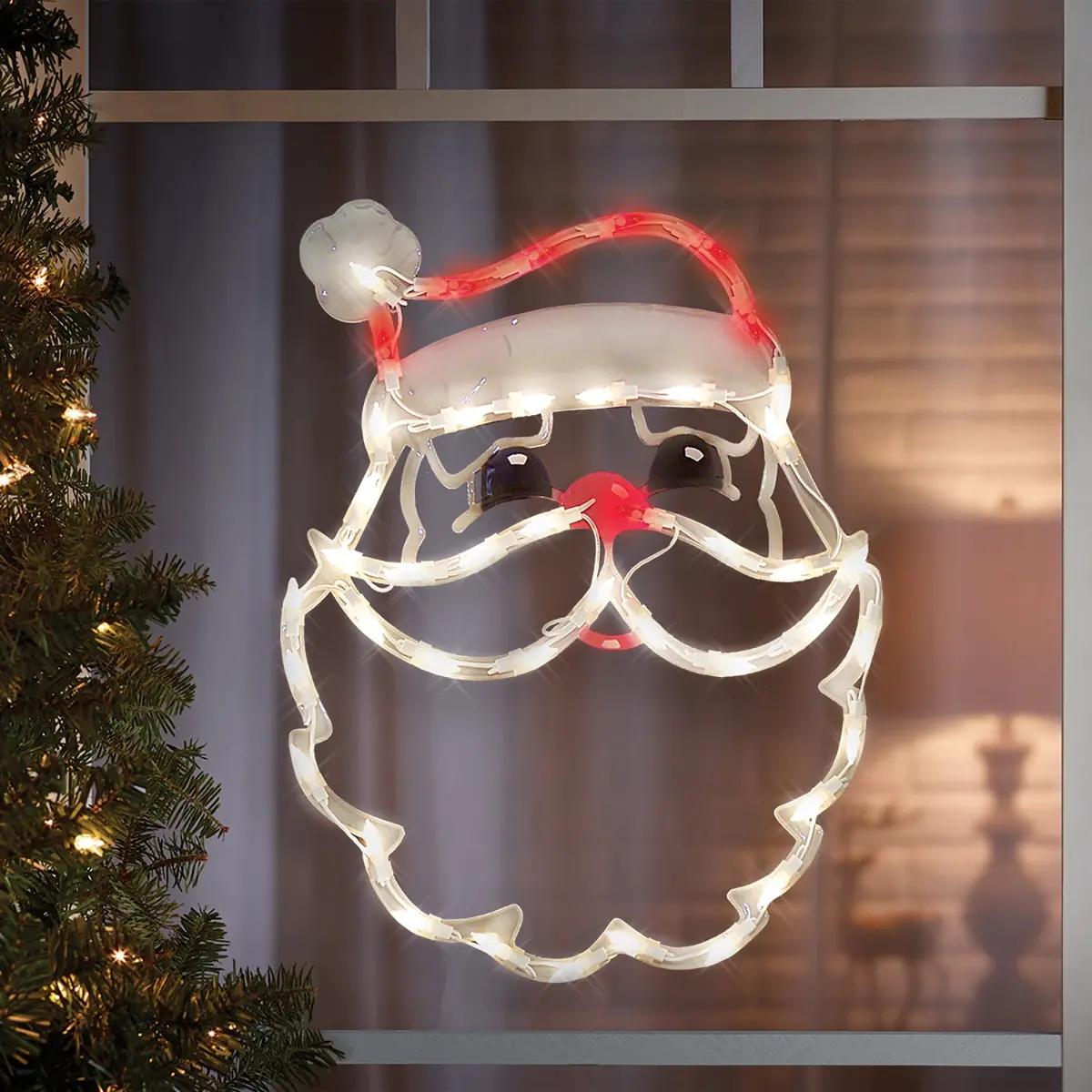 18" Lighted Santa Claus Christmas Window Silhouette 1