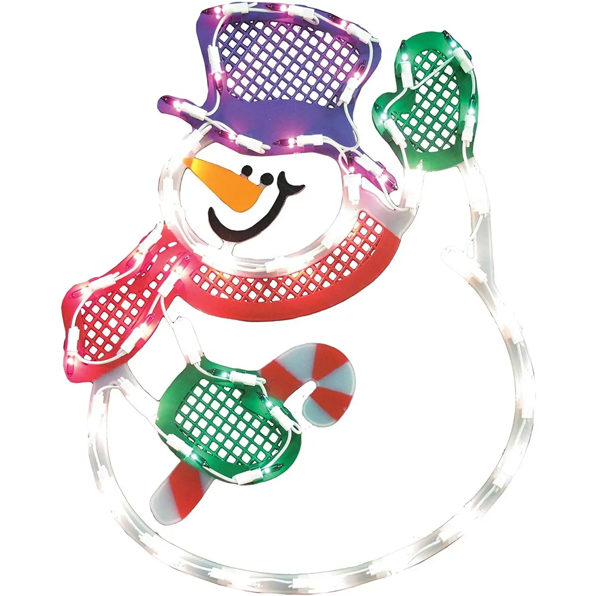 Illuminated Waving Snowman Window Silhouette 1