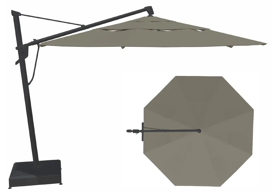 13' Akz+ Round Cantilever Black Frame Boulder Canopy Umbrella 1