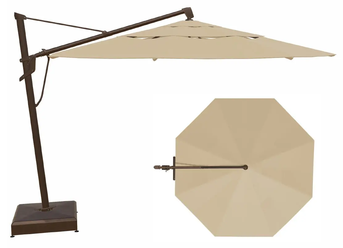 13' Akz+ Round Cantilever Bronze Frame Champagne Canopy Umbrella 1
