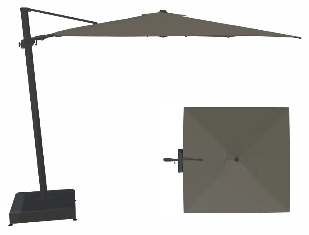 10' Square Cantilever Black Frame Charcoal Canopy Umbrella 1